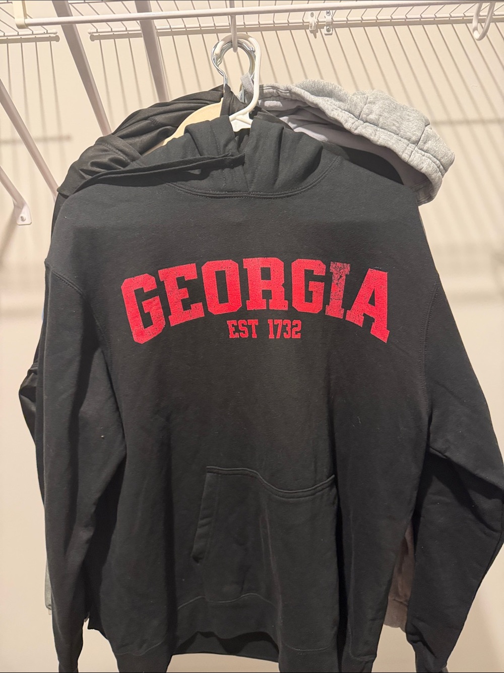 Port and Company Black Hoodie with Red GEORGIA Script